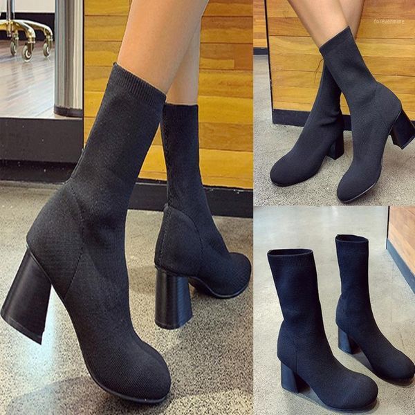 boots casual women booties autumn winter warm ankle high heels shoes kneeth stretch flying weave upper round toe lady1, Black
boots casual women booties autumn winter warm ankle high heels shoes kneeth stretch flying weave upper round toe lady1, Black