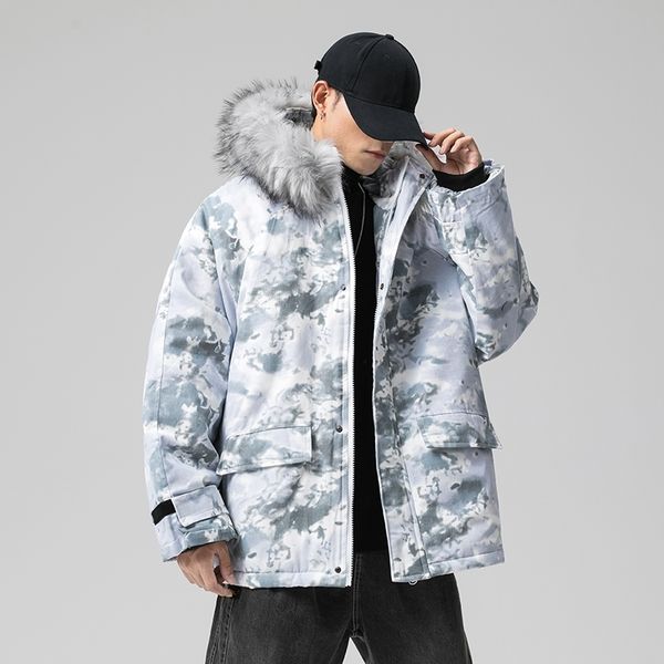 men harajuku camo printed cotton padded jacket coat mens hooded parkas winter retro hip hop fur collar couple jackets 201028, Black
men harajuku camo printed cotton padded jacket coat mens hooded parkas winter retro hip hop fur collar couple jackets 201028, Black