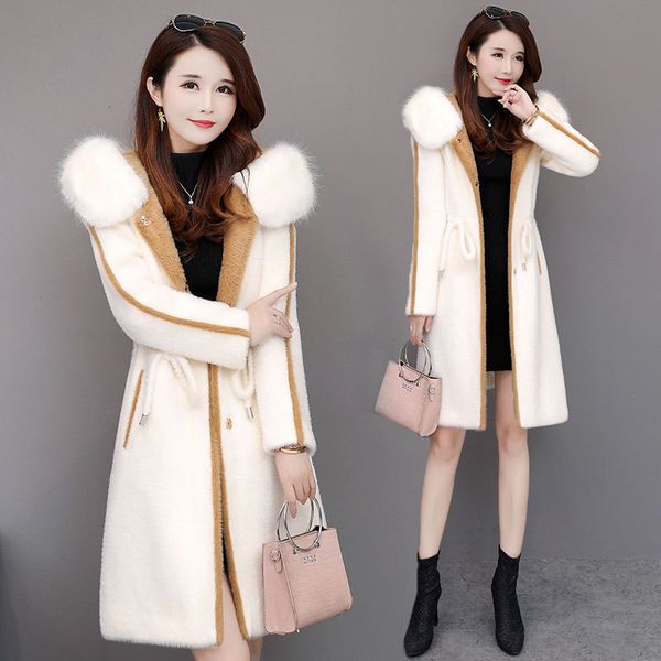 women's gold of winter new mid-length mink coat thicken fur collar keep warm wool outerwear r896 p2fw, Black
women's gold of winter new mid-length mink coat thicken fur collar keep warm wool outerwear r896 p2fw, Black