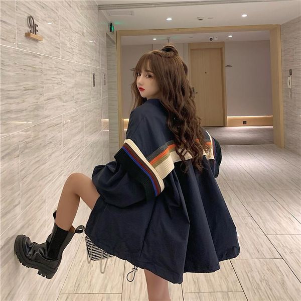 women's jackets women 2021 autumn winter korean fashion patchwork retro long windbreaker baseball coat loose casual oversized coats, Black;brown
women's jackets women 2021 autumn winter korean fashion patchwork retro long windbreaker baseball coat loose casual oversized coats, Black;brown
