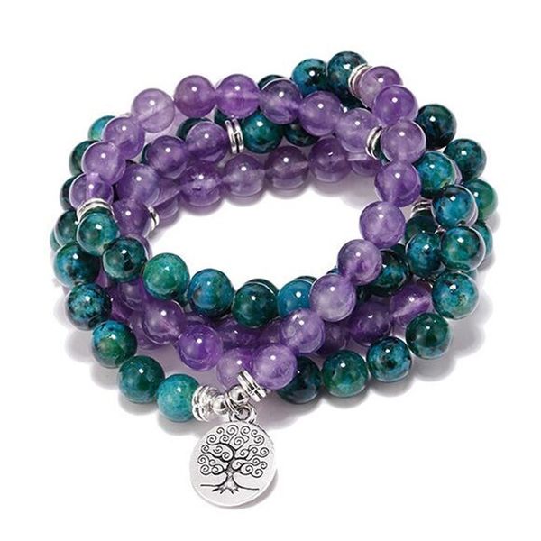 108 buddhist prayer beads mala yoga necklace or bracelet 8mm amethysts & azurite bracelet 5 wraps wrists men women tree of life y200730, Black
108 buddhist prayer beads mala yoga necklace or bracelet 8mm amethysts & azurite bracelet 5 wraps wrists men women tree of life y200730, Black
