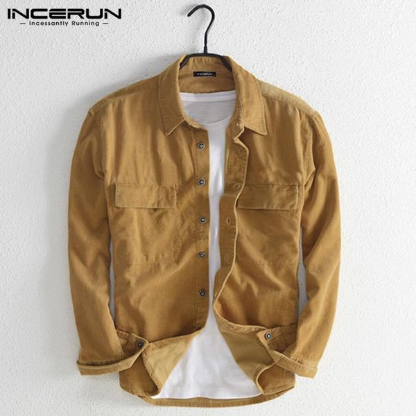 incerun men corduroy shirt long sleeve vintage lapel pockets streetwear autumn brand shirts men solid color casual camisa 20191, White;black
incerun men corduroy shirt long sleeve vintage lapel pockets streetwear autumn brand shirts men solid color casual camisa 20191, White;black