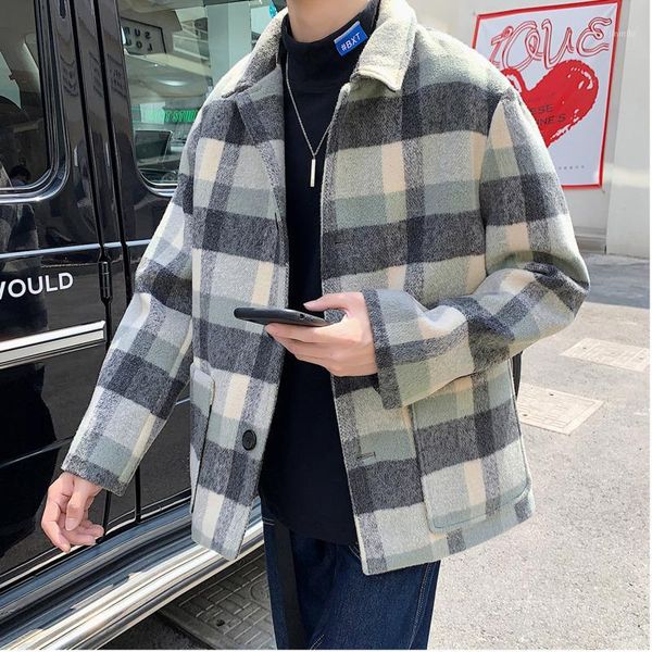 the new lapel for autumn and winter is casual and stylish, the baggy korean plaid single-breasted preppy coat for men hombre1, Black
the new lapel for autumn and winter is casual and stylish, the baggy korean plaid single-breasted preppy coat for men hombre1, Black