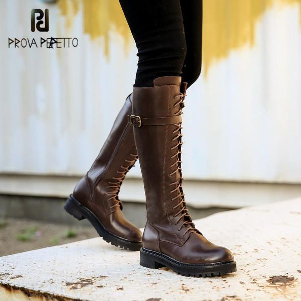 prova perfetto genuine leather women's thigh high boots metal decoration solid color round toe low heel zipper lady casual shoes, Black
prova perfetto genuine leather women's thigh high boots metal decoration solid color round toe low heel zipper lady casual shoes, Black