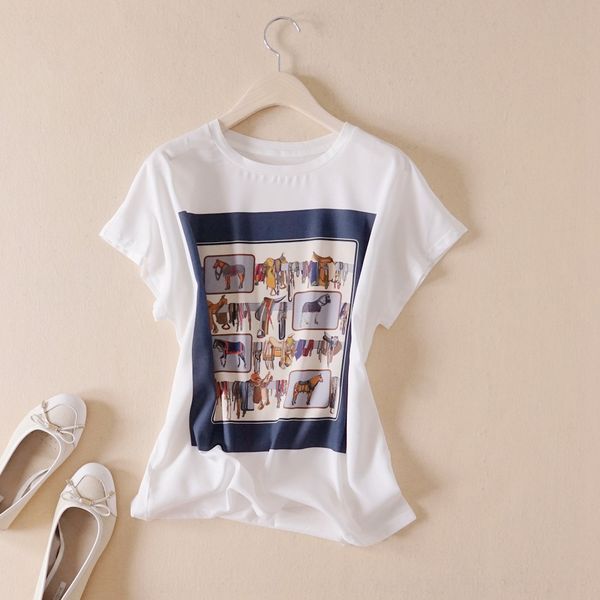 summer new style t-shirt digitaldigital digitalcomfort digital positioning printing front piece silk cotton stitching small loose short slee, White
summer new style t-shirt digitaldigital digitalcomfort digital positioning printing front piece silk cotton stitching small loose short slee, White