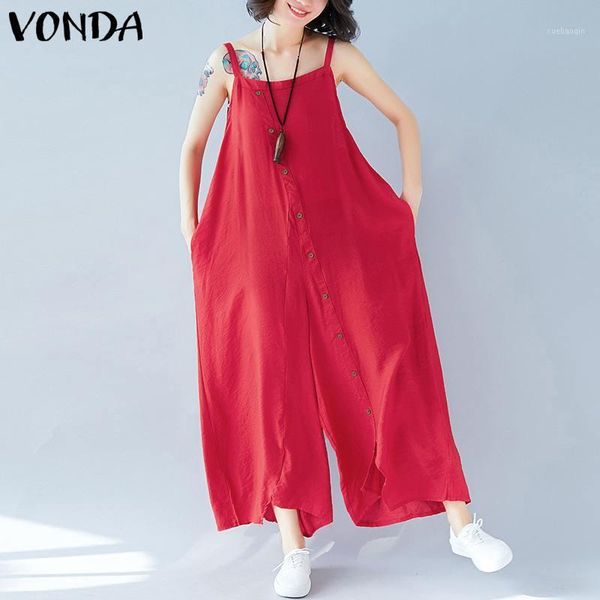 2020 summer vonda rompers womens jumpsuit sleeveless backless wide leg pants buttons playsuit casual plus size overall1, Black;white
2020 summer vonda rompers womens jumpsuit sleeveless backless wide leg pants buttons playsuit casual plus size overall1, Black;white