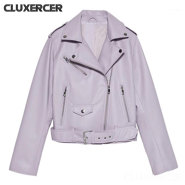 2020 new fashion women spring autumn purple faux leather jacket lady with belt bomber motorcycle coat outerwear1, Black 
2020 new fashion women spring autumn purple faux leather jacket lady with belt bomber motorcycle coat outerwear1, Black