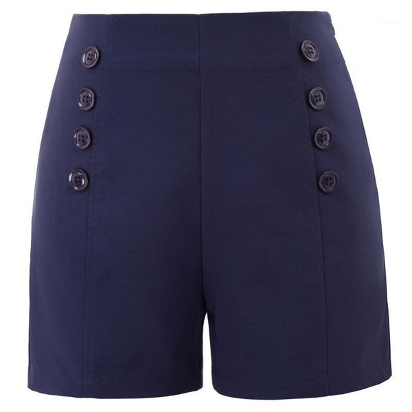 fashion women's retro vintage shorts solid color high waist front buttons decorated side zipper sailor shorts1, White;black
fashion women's retro vintage shorts solid color high waist front buttons decorated side zipper sailor shorts1, White;black