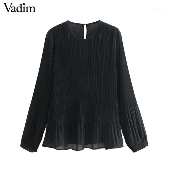 vadim women chic black white chiffon blouse long sleeve o neck pleated shirts solid female casual wear blusas la6761
vadim women chic black white chiffon blouse long sleeve o neck pleated shirts solid female casual wear blusas la6761