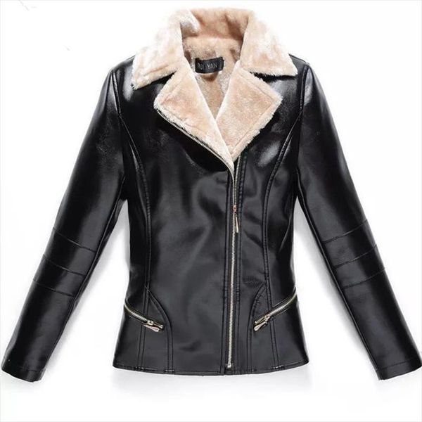 l 7xl winter women leather jacket plus velvet warm female faux leather jackets fashion turn collar office lady coat black red 
l 7xl winter women leather jacket plus velvet warm female faux leather jackets fashion turn collar office lady coat black red