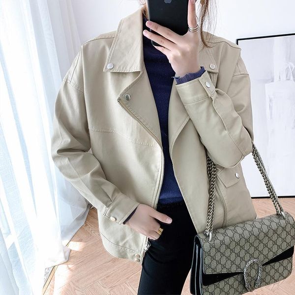 women streetwear leather jacket new 2020 spring autumn loose korean faux leather coat ladies green biker moto zipper pvc outwear1, Black
women streetwear leather jacket new 2020 spring autumn loose korean faux leather coat ladies green biker moto zipper pvc outwear1, Black