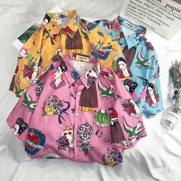 women men blouse japanese printed short sleeve shirt 2021 summer vintage cartoon shirt casual blouses streetwear blusas, White
women men blouse japanese printed short sleeve shirt 2021 summer vintage cartoon shirt casual blouses streetwear blusas, White