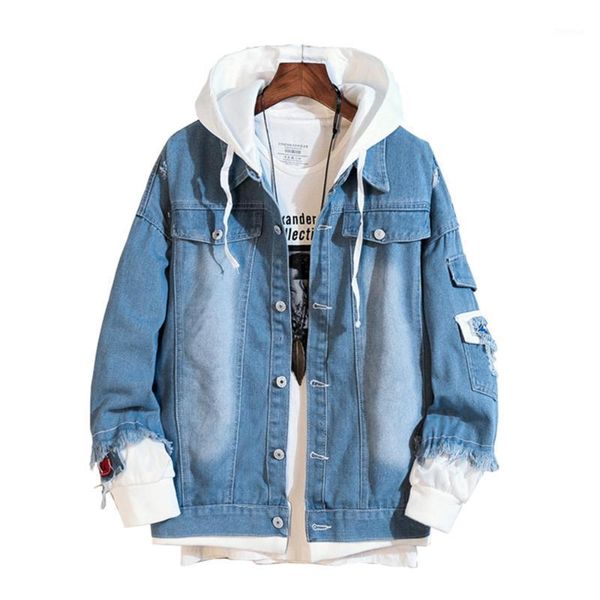 men jackets jean jacket spring autumn fake two pieces patchwork denim hooded jacket causal worn hole coat outwear male plus size1, Black;brown
men jackets jean jacket spring autumn fake two pieces patchwork denim hooded jacket causal worn hole coat outwear male plus size1, Black;brown