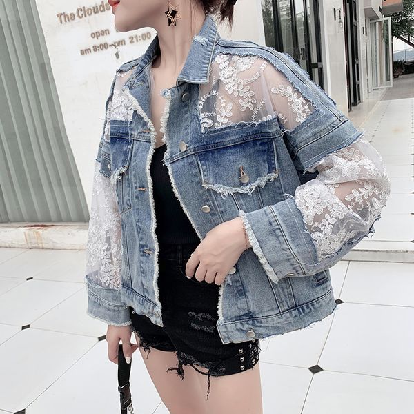 new chaquetas mujer long sleeve loose denim coats women embroidery jeans coat oversize fashion patchwork perspective mesh jacket, Black;brown
new chaquetas mujer long sleeve loose denim coats women embroidery jeans coat oversize fashion patchwork perspective mesh jacket, Black;brown