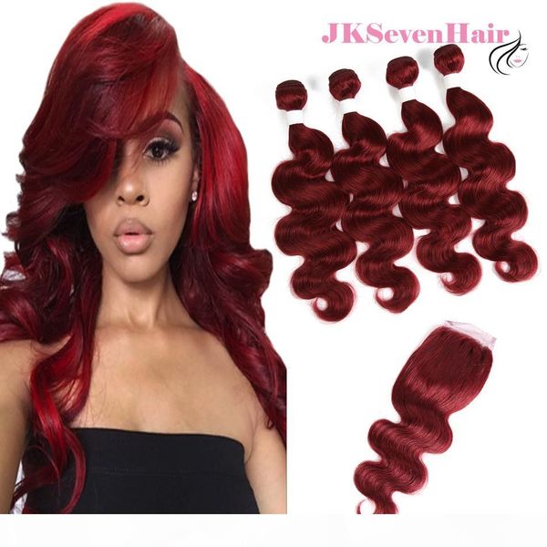 body wave #99j red peruvian remy hair bundles 4pcs with lace closure 99j brazilain malaysian indian hair weft with 4x4 inch closure, Black
body wave #99j red peruvian remy hair bundles 4pcs with lace closure 99j brazilain malaysian indian hair weft with 4x4 inch closure, Black