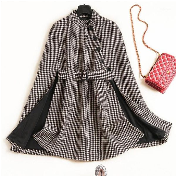 2020 high street autumn winter women coat cloak vintage houndstooth overcoat poncho warm outerwear clothes1, Black
2020 high street autumn winter women coat cloak vintage houndstooth overcoat poncho warm outerwear clothes1, Black