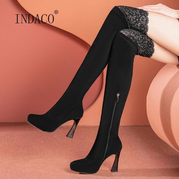 flock over the knee boots pointed toe lace-up women winter boots high heel thigh high side zipper1, Black
flock over the knee boots pointed toe lace-up women winter boots high heel thigh high side zipper1, Black
