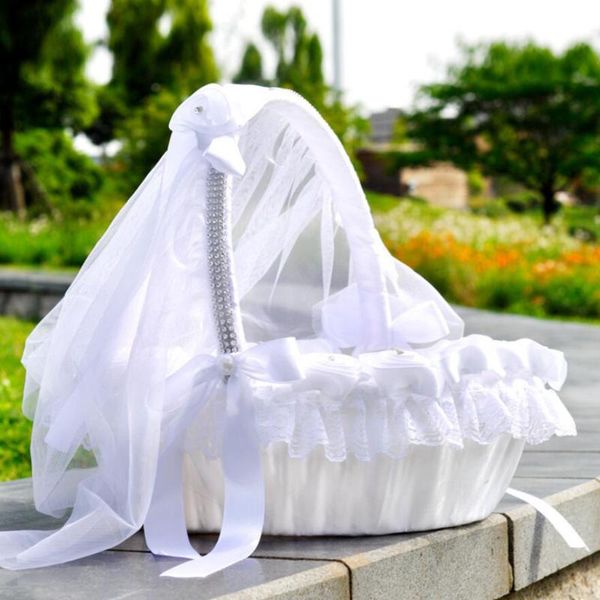 party decoration wedding flower girl basket embellished with tulle lace rhinestone pearls ribbon bow decor white
party decoration wedding flower girl basket embellished with tulle lace rhinestone pearls ribbon bow decor white