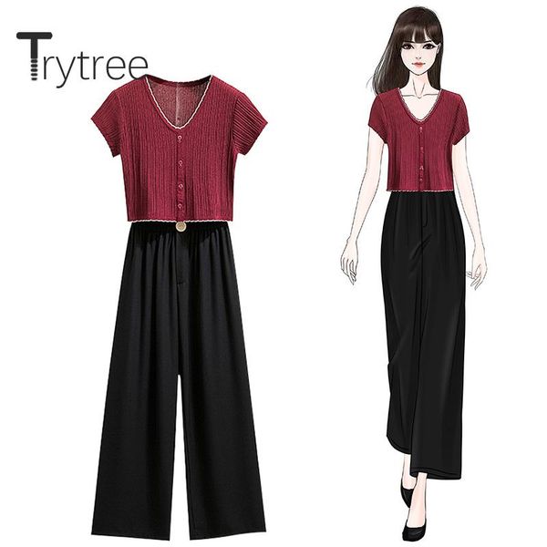 women's tracksuits trytree 2021 summer women two piece set casual v-neck knitting button + pants solid wide leg fashion 2, Gray
women's tracksuits trytree 2021 summer women two piece set casual v-neck knitting button + pants solid wide leg fashion 2, Gray
