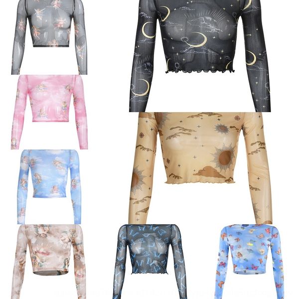 2020 summer ins women's new angel coat t-shirt print mesh short navel long sleeve t-shirt wgef9, White
2020 summer ins women's new angel coat t-shirt print mesh short navel long sleeve t-shirt wgef9, White