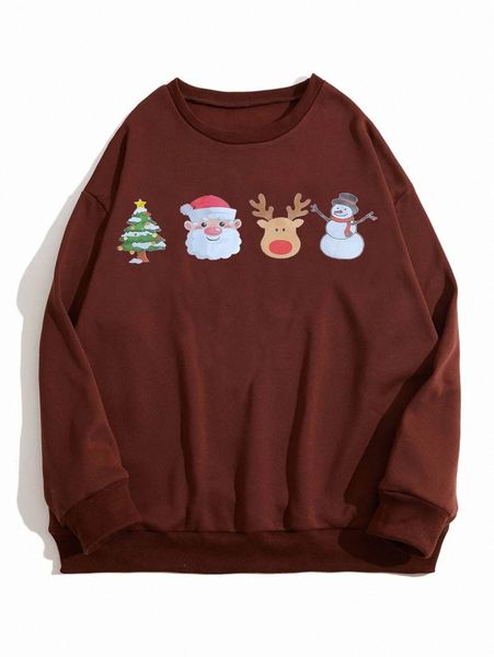 plus christmas print drop shoulder sweatshirt b5na#, Black 
plus christmas print drop shoulder sweatshirt b5na#, Black