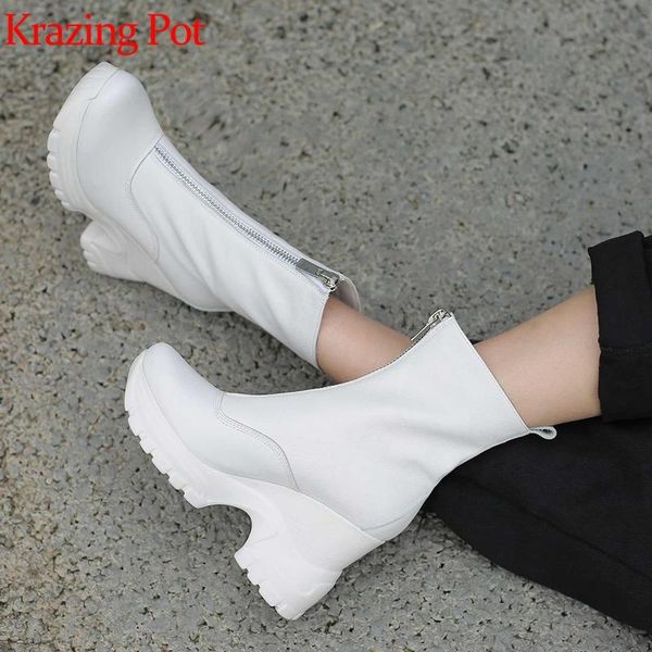 krazing pot genuine leather brand round toe wedges high heels dailywear design plus size zipper keep warm mild-calf boots l3f2, Black
krazing pot genuine leather brand round toe wedges high heels dailywear design plus size zipper keep warm mild-calf boots l3f2, Black
