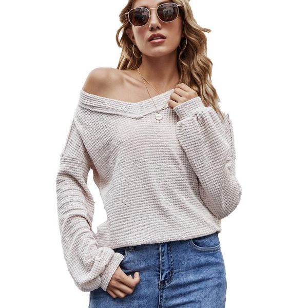 fall / winter 2020 women's new fashion loose v-neck t-shirt lantern sleeve solid color casual, White
fall / winter 2020 women's new fashion loose v-neck t-shirt lantern sleeve solid color casual, White