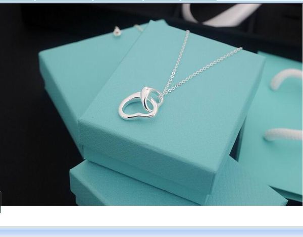2020 new available stainless steel thin chian with two joint heart rings pendant necklaces with blue box and dastbag, Silver
2020 new available stainless steel thin chian with two joint heart rings pendant necklaces with blue box and dastbag, Silver