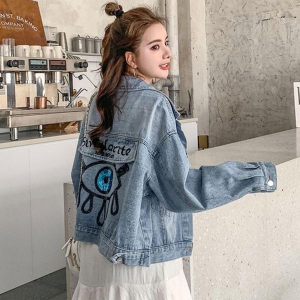women's jackets sexemara fashion light blue heavy work sequin embroidery long-sleeved denim jacket, Black;brown
women's jackets sexemara fashion light blue heavy work sequin embroidery long-sleeved denim jacket, Black;brown