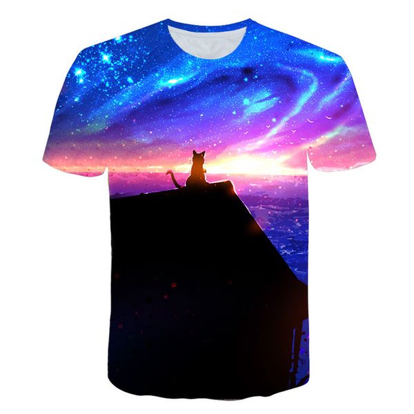 new cool 3d print two cat male 3d print shirts anime harajuku hippie men clothing