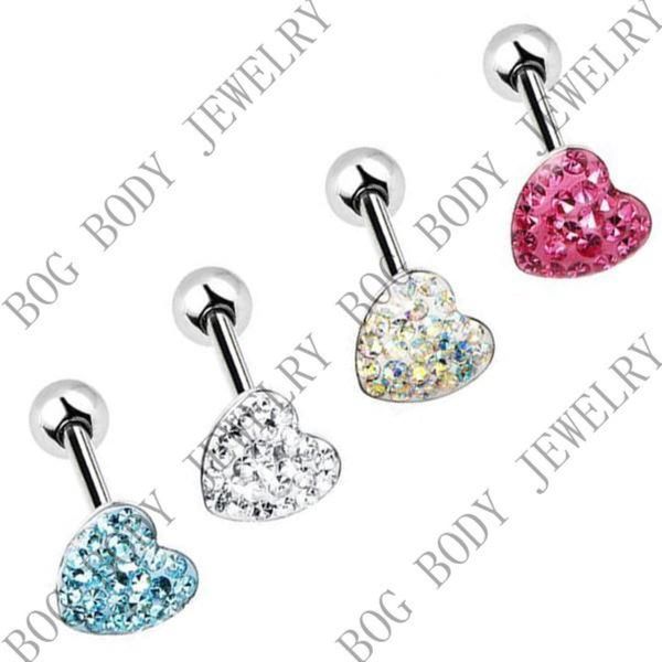 4pcs mulity cz gem crystal ferido paved heart star shape ferido barbell epoxy 14g 5/8" steel tongue ring piercing body jewelry q sqclrm, Silver
4pcs mulity cz gem crystal ferido paved heart star shape ferido barbell epoxy 14g 5/8" steel tongue ring piercing body jewelry q sqclrm, Silver