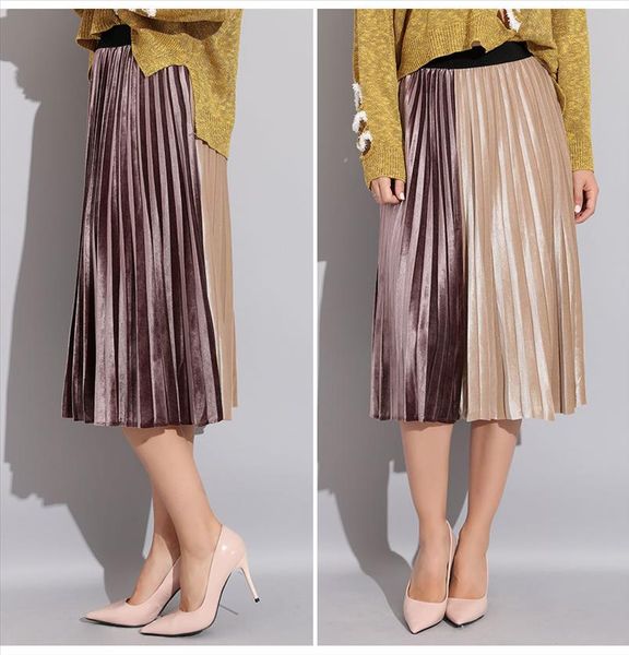 womens skirt pleated velvet spring autumn 2019 high waist patchwork skirts for women velvet pleated a line midi skirt, Black
womens skirt pleated velvet spring autumn 2019 high waist patchwork skirts for women velvet pleated a line midi skirt, Black