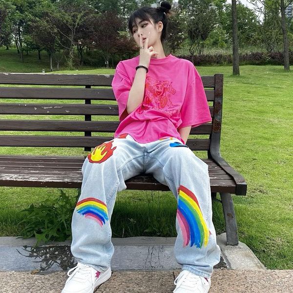 wholesale 2021 rainbow print hip-hop black jeans men's trendy brand straight loose korean style trendy wild wide-leg long pants, Blue
wholesale 2021 rainbow print hip-hop black jeans men's trendy brand straight loose korean style trendy wild wide-leg long pants, Blue