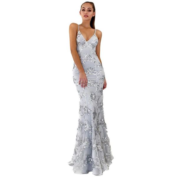 maxi dress elegant women party v-neck back less spaghetti strap sling sequin dress, Black;gray
maxi dress elegant women party v-neck back less spaghetti strap sling sequin dress, Black;gray