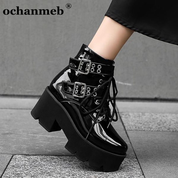 boots arrival shiny patent leather short women thick square heels platform motorcycle woman lady booties punk buckles, Black
boots arrival shiny patent leather short women thick square heels platform motorcycle woman lady booties punk buckles, Black