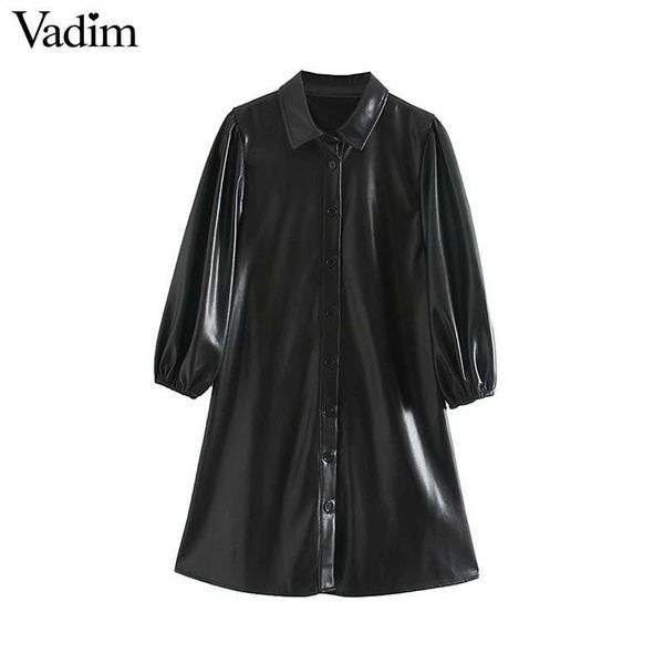 vadim women elegant solid pu leather mini dress three quarter sleeve turn down collar straight female chic casual dresses qc941 y200102, White;black
vadim women elegant solid pu leather mini dress three quarter sleeve turn down collar straight female chic casual dresses qc941 y200102, White;black