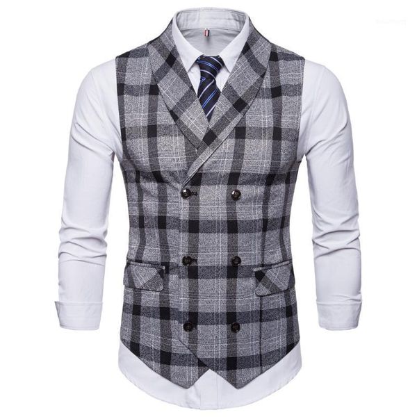 new classic plaid suit vest men slim fit double breasted vest waistcoat mens business wedding tuxedo gilet homme1, Black;white
new classic plaid suit vest men slim fit double breasted vest waistcoat mens business wedding tuxedo gilet homme1, Black;white