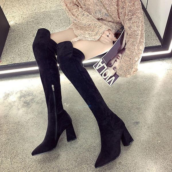 natascha flock women boots solid sewing long boots casual over-the-knee winter shoes square heel pointe toe fashion, Black
natascha flock women boots solid sewing long boots casual over-the-knee winter shoes square heel pointe toe fashion, Black