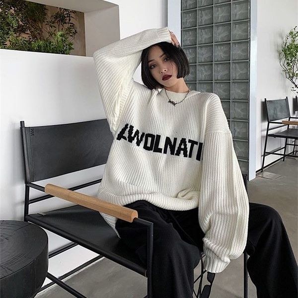 2021 new autumn/winter around the neck jacquard female student letter loose college sweater joker bf wind knitted jacket rkun, White;black
2021 new autumn/winter around the neck jacquard female student letter loose college sweater joker bf wind knitted jacket rkun, White;black