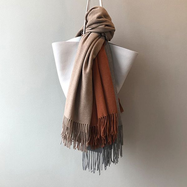 fashionable cashmere scarf for women in autumn and winter, Blue;gray 
fashionable cashmere scarf for women in autumn and winter, Blue;gray