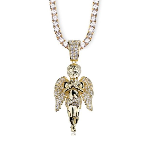 hip hop men women pendant necklace gold color plated iced out micro pave cz stones angel pendants necklaces lover's gift bling, Silver
hip hop men women pendant necklace gold color plated iced out micro pave cz stones angel pendants necklaces lover's gift bling, Silver