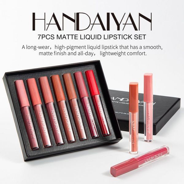 drop shipping handaiyan 7 pcs matte liquid lip stick set lip gloss kit 7*2.5ml net weight
drop shipping handaiyan 7 pcs matte liquid lip stick set lip gloss kit 7*2.5ml net weight