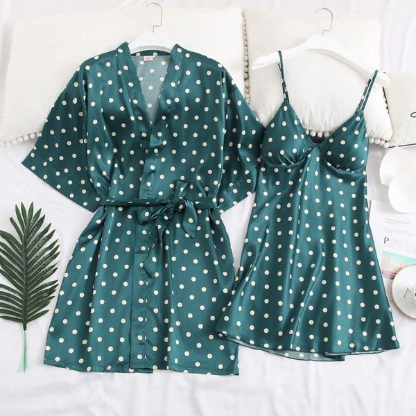 2pcs nighty&robe suit homewear women satin kimono bathrobe gown home clothes silky dot nightwear sleepwear casual nightgown1, Black;red
2pcs nighty&robe suit homewear women satin kimono bathrobe gown home clothes silky dot nightwear sleepwear casual nightgown1, Black;red