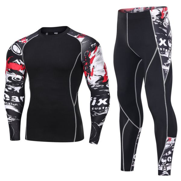 long sleeve tights printed men's fitness suit two piece quick drying t-shirt breathable running clothes, Gray
long sleeve tights printed men's fitness suit two piece quick drying t-shirt breathable running clothes, Gray
