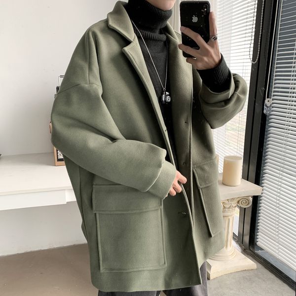 winter british men's korean version ins loose casual windbreaker fashion mid long lovers' tweed coat, Tan;black
winter british men's korean version ins loose casual windbreaker fashion mid long lovers' tweed coat, Tan;black