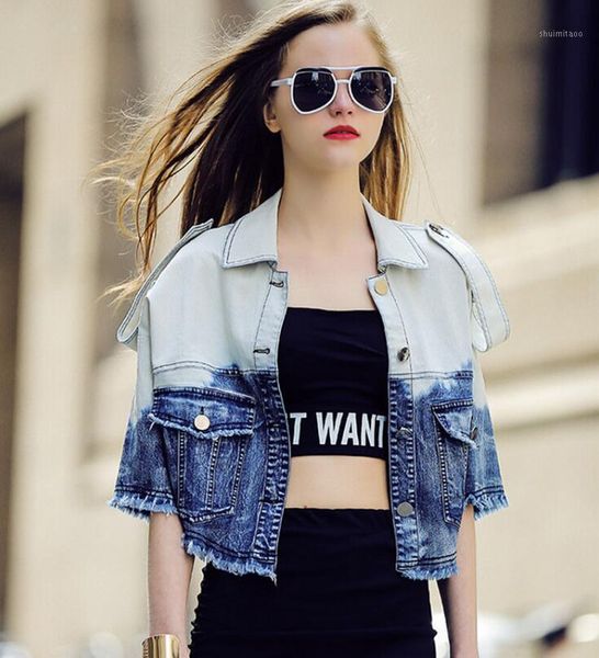 women's new arrival fashion patchwork denim jackets outwear short jeans coat gradient color tassels cardigan coat1, Black;brown
women's new arrival fashion patchwork denim jackets outwear short jeans coat gradient color tassels cardigan coat1, Black;brown