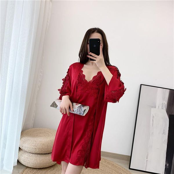 2020 spring and summer women's pajamas fashion casual home wear two-piece satin chiffon nightgown feminine sling, Black;red
2020 spring and summer women's pajamas fashion casual home wear two-piece satin chiffon nightgown feminine sling, Black;red