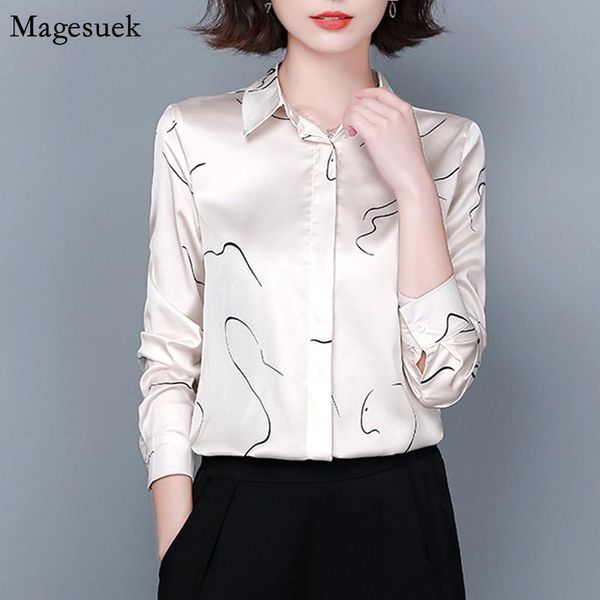 women's blouses & shirts 2021 autumn silk women shirt office long sleeve slim printed blouse plus size cardigan ladies blusas 10459, White
women's blouses & shirts 2021 autumn silk women shirt office long sleeve slim printed blouse plus size cardigan ladies blusas 10459, White