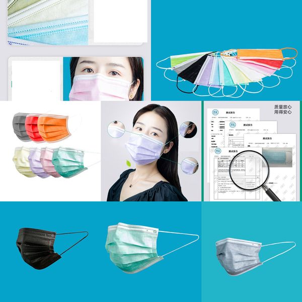 50pcs/bag disposable face cover masks colorful 3 layer balck gray pink green dust mouth 3-ply non-woven party mask
50pcs/bag disposable face cover masks colorful 3 layer balck gray pink green dust mouth 3-ply non-woven party mask