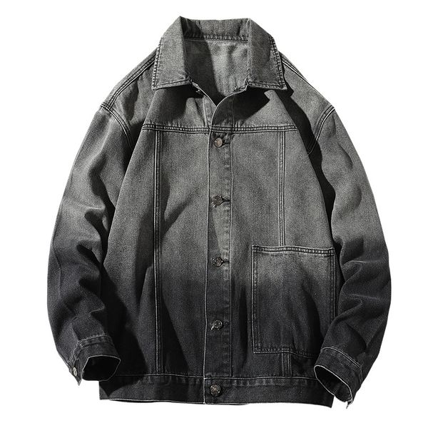 japanese retro gradient color loose denim jacket men's spring and autumn new single-breasted back print jacket trend, Black;brown
japanese retro gradient color loose denim jacket men's spring and autumn new single-breasted back print jacket trend, Black;brown